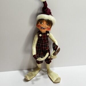 Annalee Christmas Plaid Elf 11" Brown Vtg Gingerbread Cookie Snowman